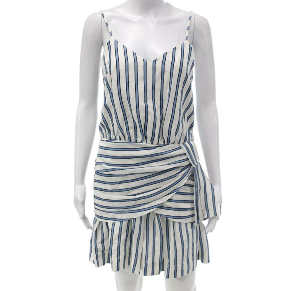 Derek Lam 10 Crosby Women Mini Dress Blue Striped V Neck Size 2